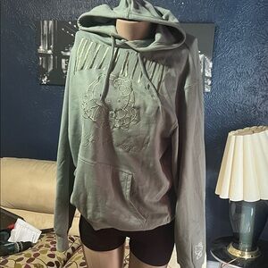 Hello Kitty Sage Green Embossed Pullover Hoodie